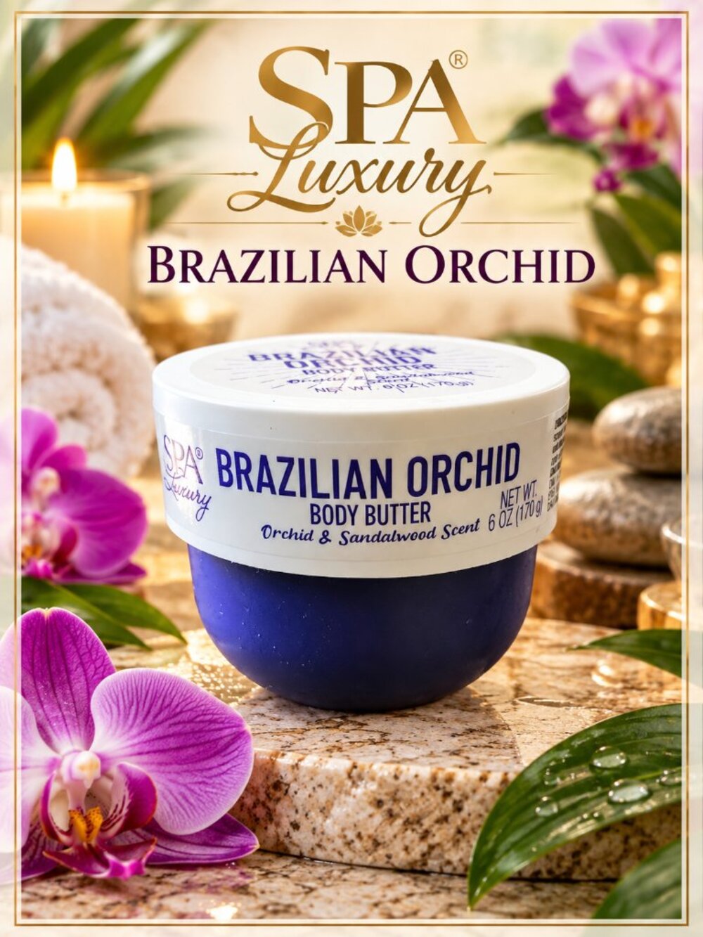NEW Spa Luxury Brazilian Orchid Body Butter – Orchid & Sandalwood Scent (6 oz)